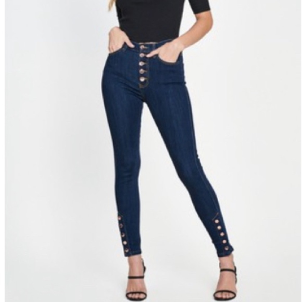 Button fly jeans  and button ankle detail
